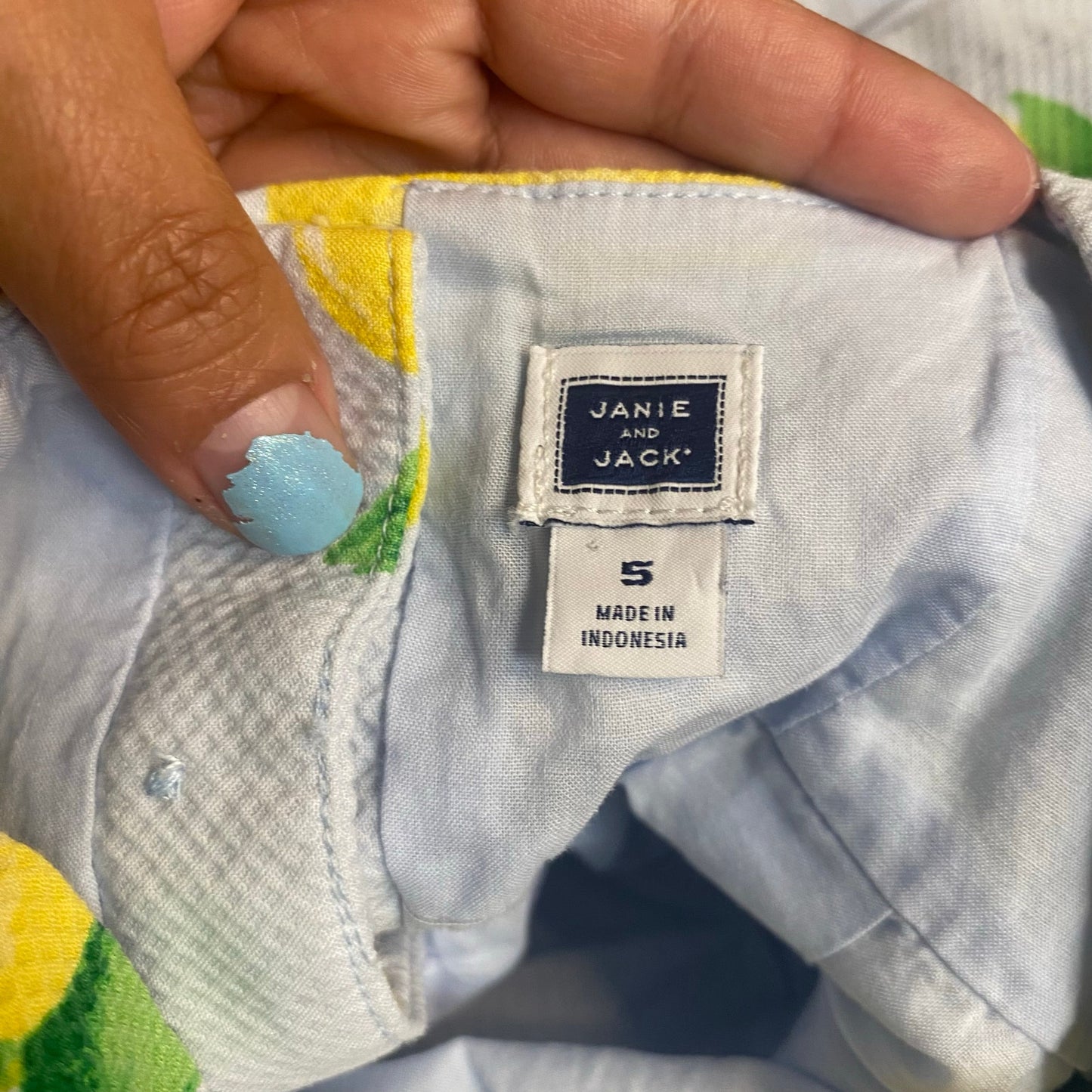 Janie and Jack light blue lemon open back bow fit flare tank dress SIZE 5