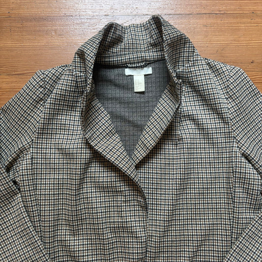 H&M brown tweed houndstooth one button womens blazer SIZE 10