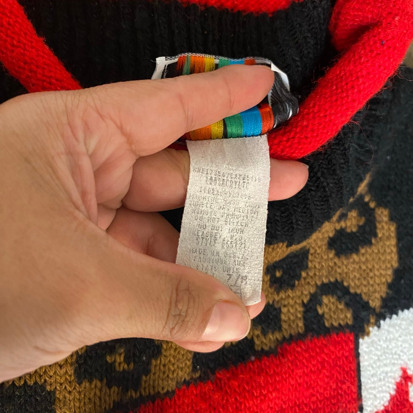 VTG Jet Set black white dog cheetah knit girls pullover sweater SIZE 7/8