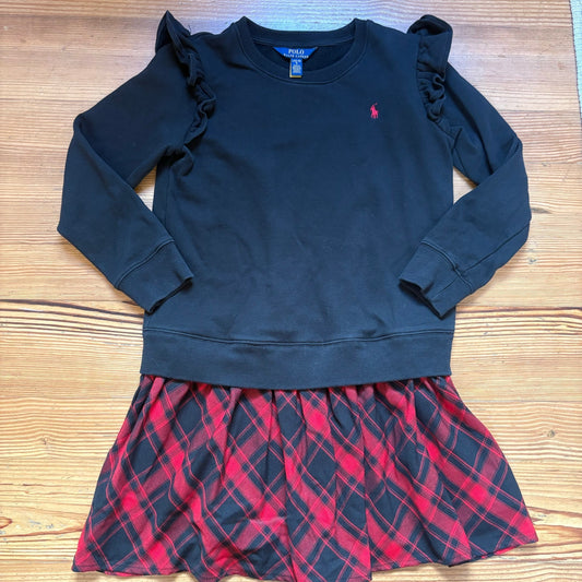 Polo Ralph Lauren black red checkered long sleeve sweater dress SIZE 12