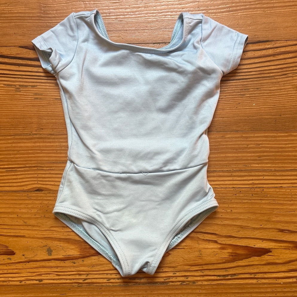 Capezio light blue short sleeve toddler dance bodysuit SIZE Toddler