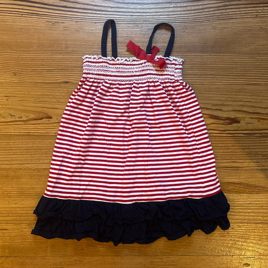 OshKosh B'gosh red white striped blue ruffle tank dress SIZE 3T