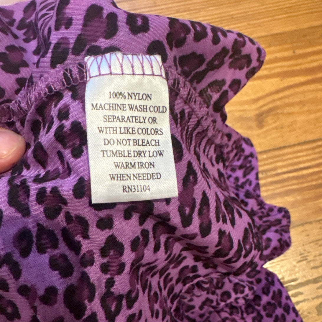Madison purple black cheetah print ruffle layered tank SIZE M