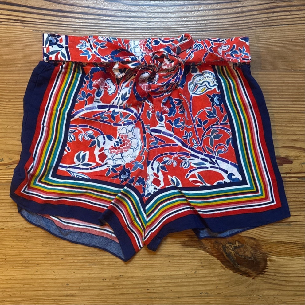 Ett:Twa Anthropologie Wynnewood floral print tie waist pull on shorts SIZE XS
