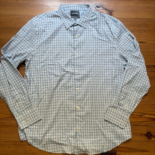 NWOT Bonobos blue white checkered long sleeve mens button up shirt SIZE XXL