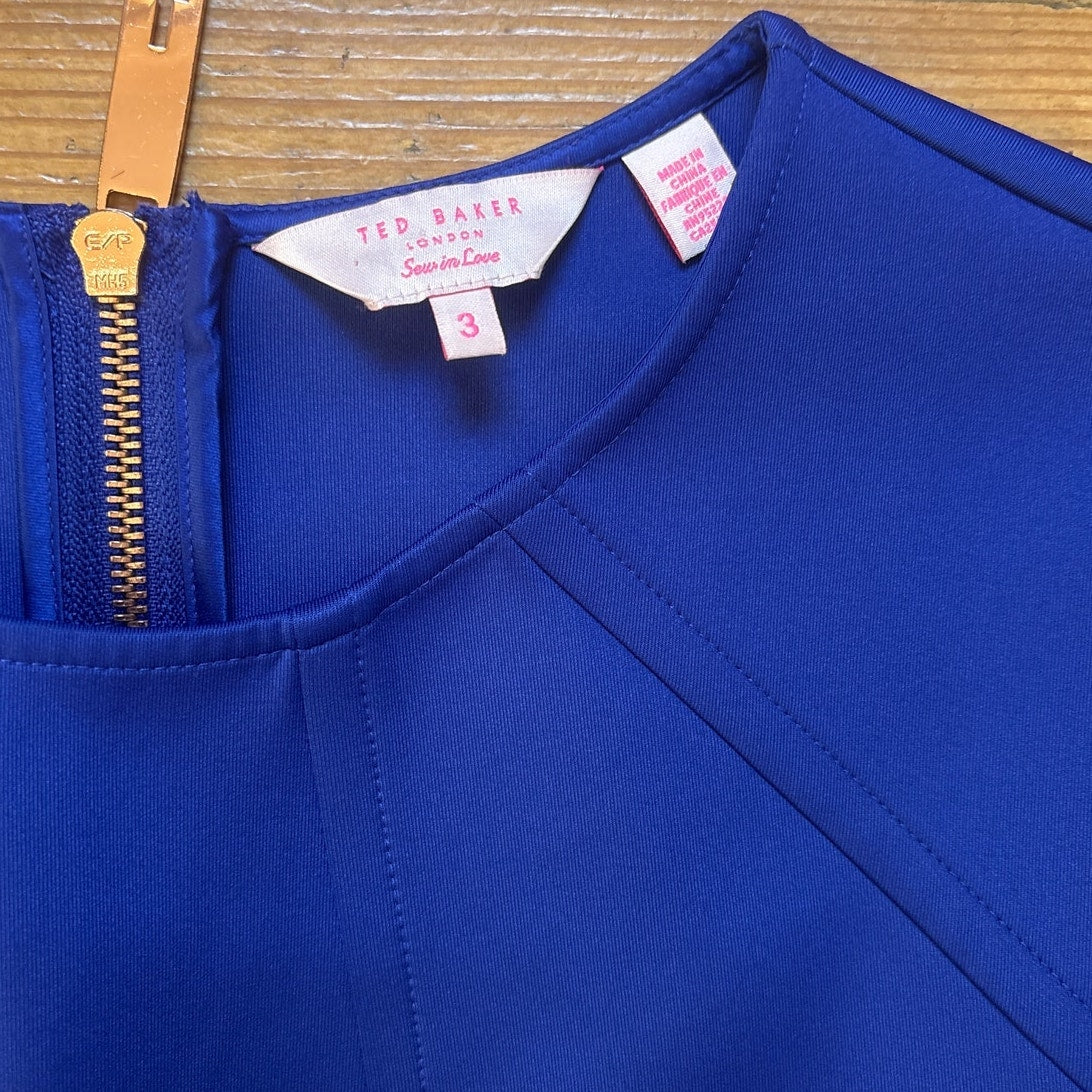Ted Baker London royal blue fit flare cap sleeve scuba mini dress SIZE 6