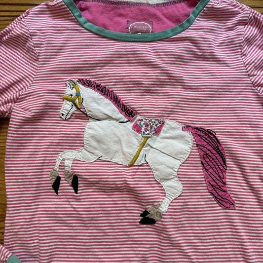 Joules pink white striped unicorn embroidered long sleeve crew shirt SIZE 9