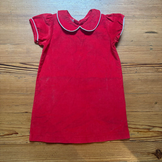 Mud Pie red corduroy short sleeve collar girls dress SIZE 4T