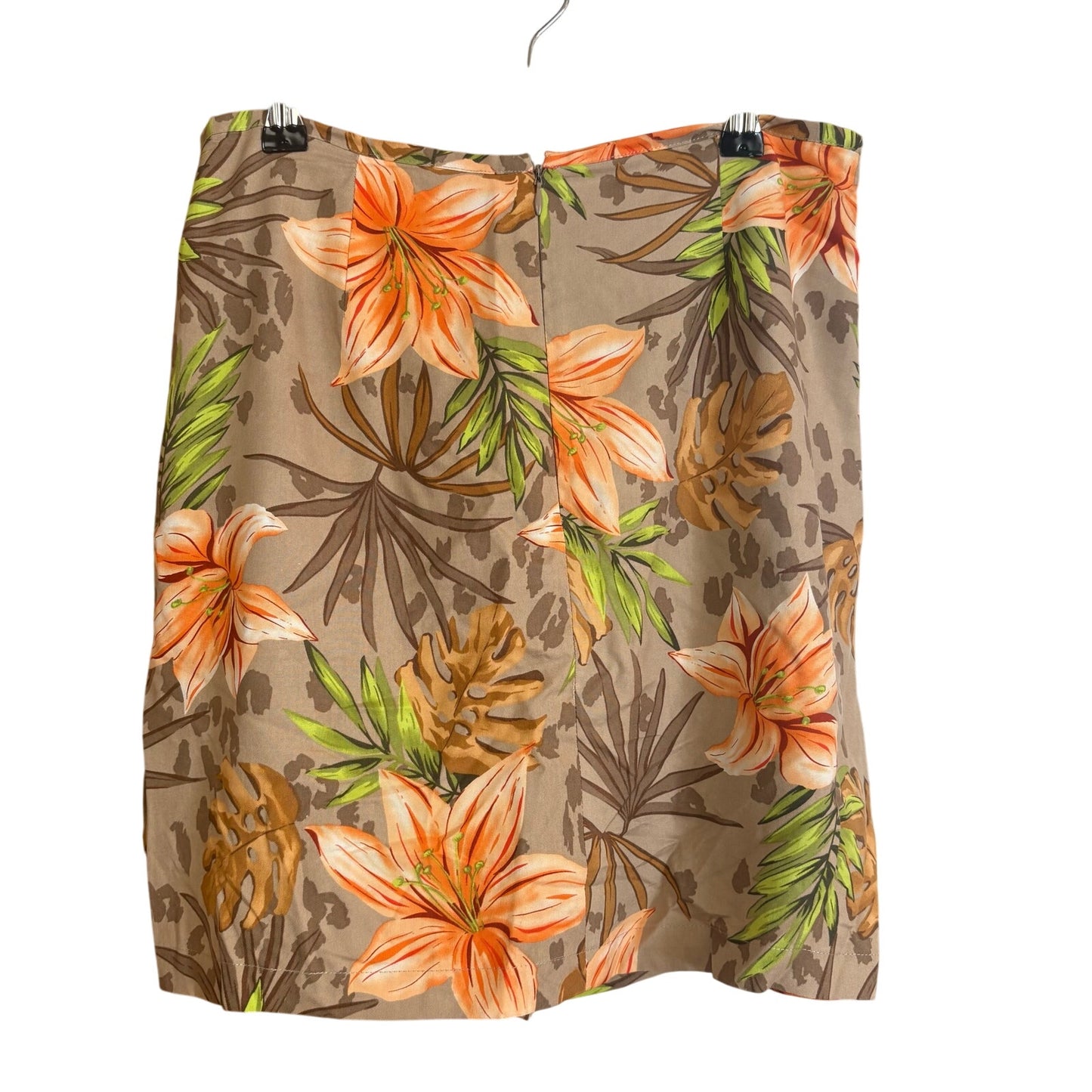 Bamboo Traders light brown floral sequin silk mini skirt SIZE 8