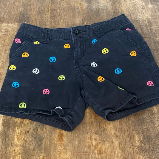 J. Khaki black colorful embroidered groovy peace girls chino shorts SIZE 8