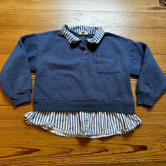 Jessica Simpson blue white striped layered collar sweater SIZE 5