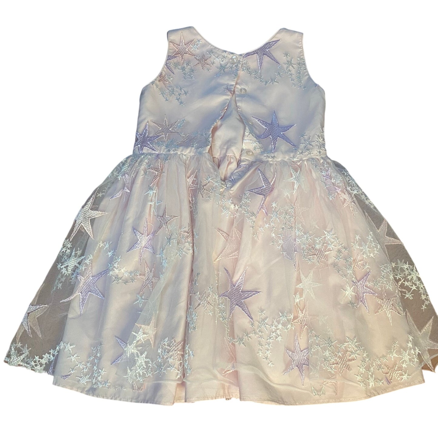 Pippa & Julie blush pink tulle stars sleeveless tie back girls dress SIZE 4