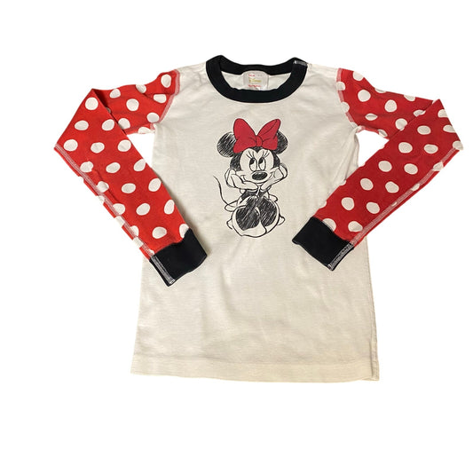Hanna Andersson Minnie Mouse white polka dot long sleeve pajama shirt SIZE 10