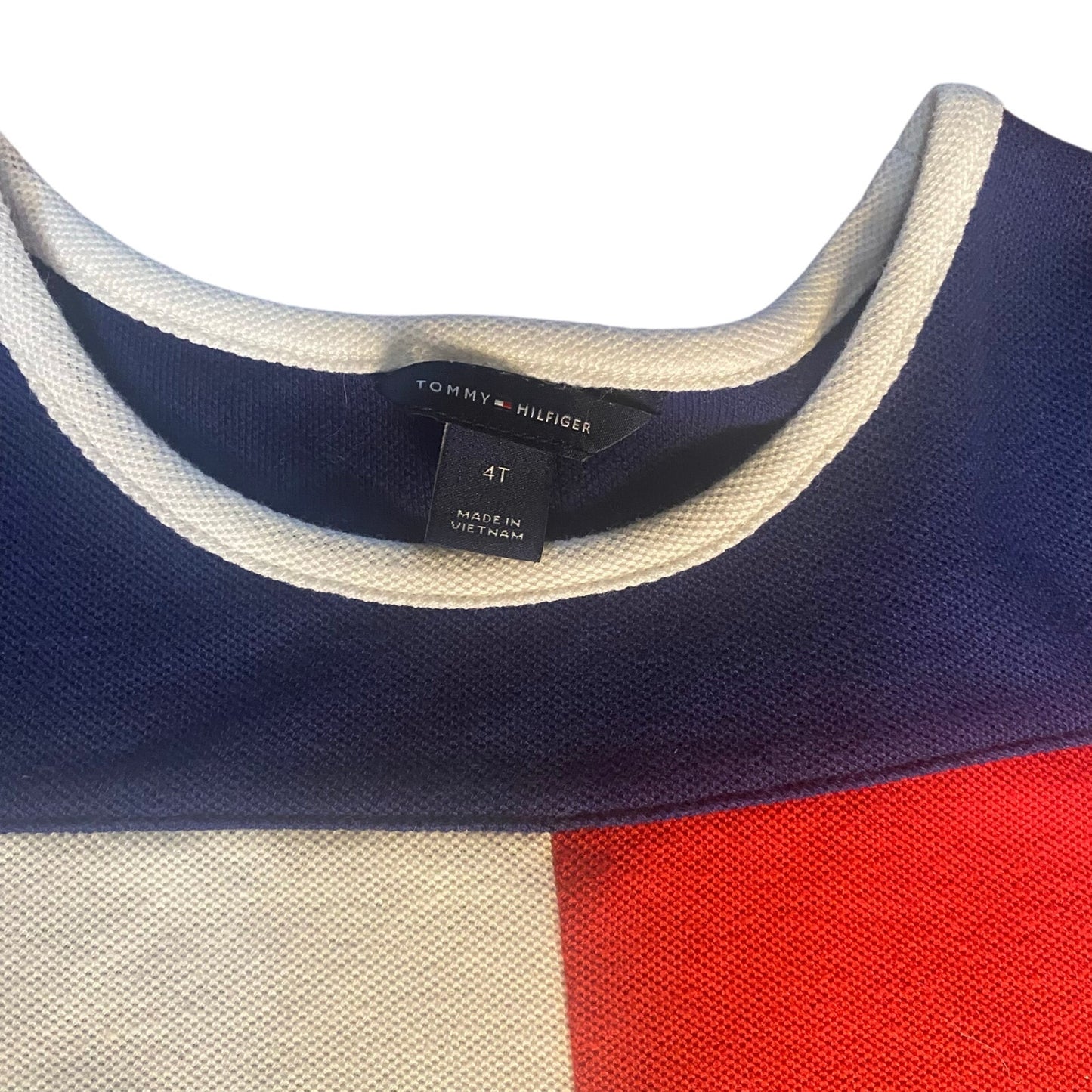 Tommy Hilfiger blue large logo short sleeve drop waist girls dress SIZE 4T