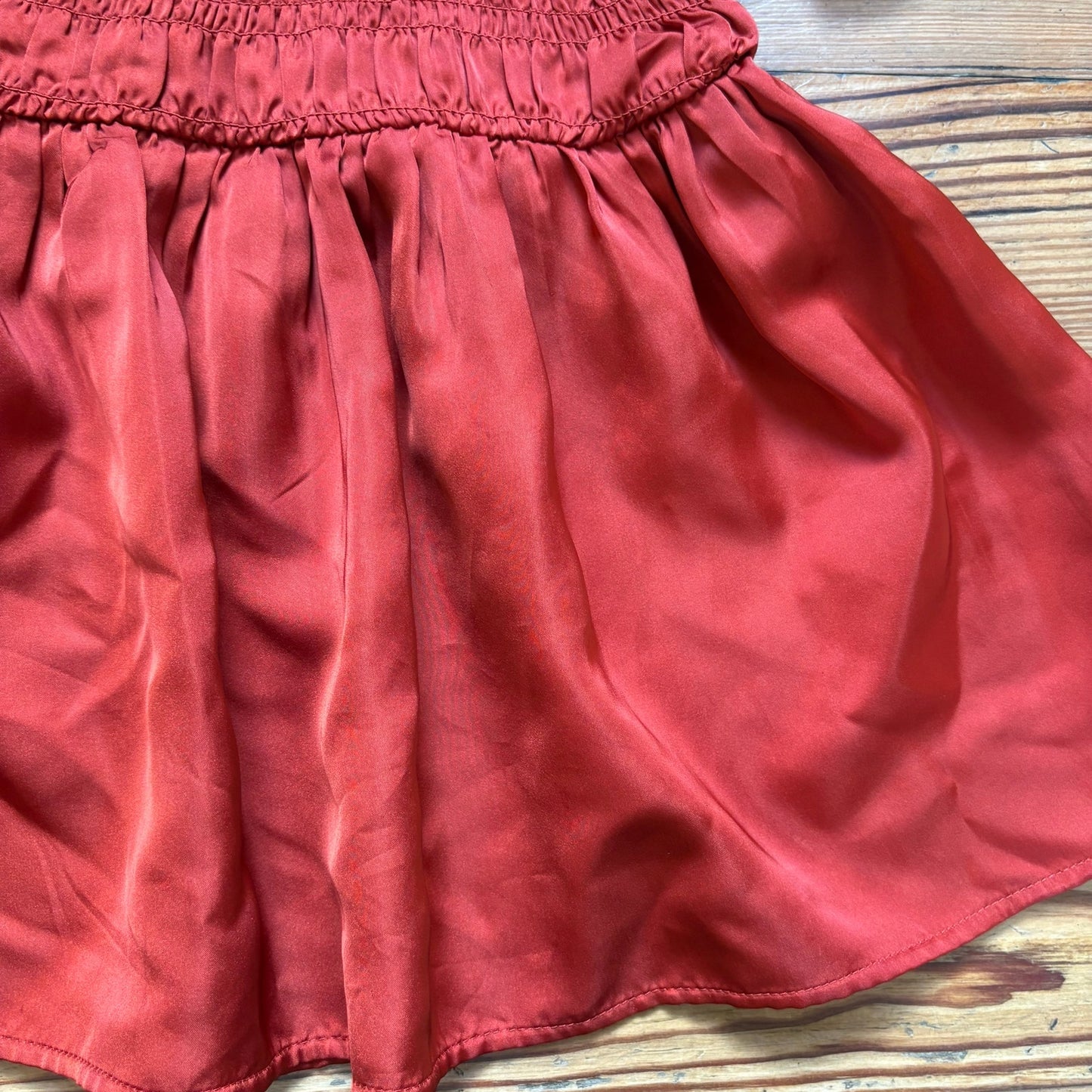Baby Gap burnt orange puff sleeve smocked satin toddler dress SIZE 3T