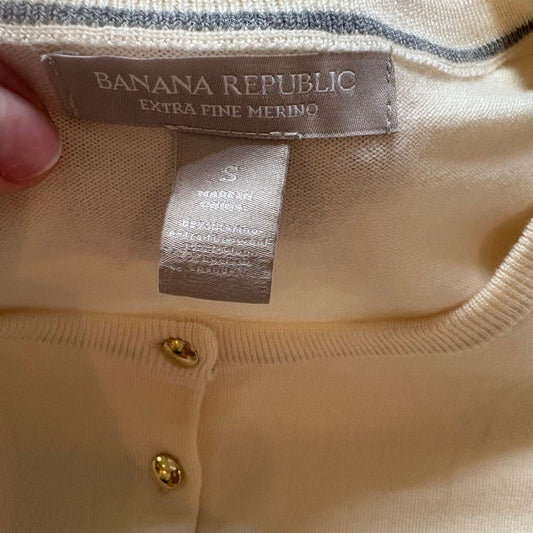 Banana Republic ivory extra fine merino wool gold button cardigan sweater SIZE S