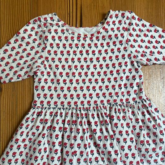 Pink Chicken white with red floral short sleeve knit dress SIZE 6