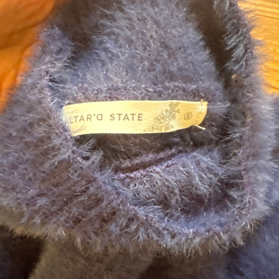 Altar'd State blue fuzzy mock neck cropped oversized sweater SIZE S