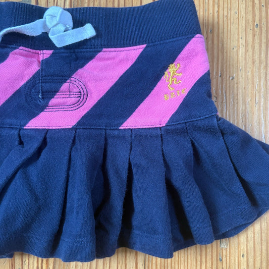 Ralph Lauren blue pink striped pleated bottom elastic waistband skort SIZE 4
