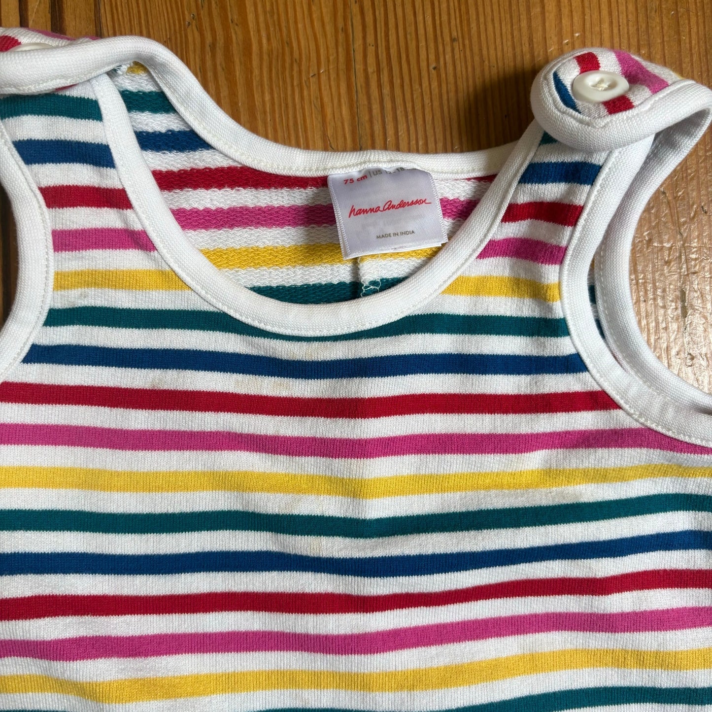 Hanna Andersson white colorful striped tank long pant one piece SIZE 12-18M