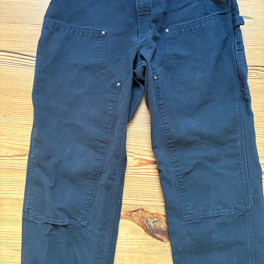 Carhartt black loose fit double knee canvas pants SIZE 38X32