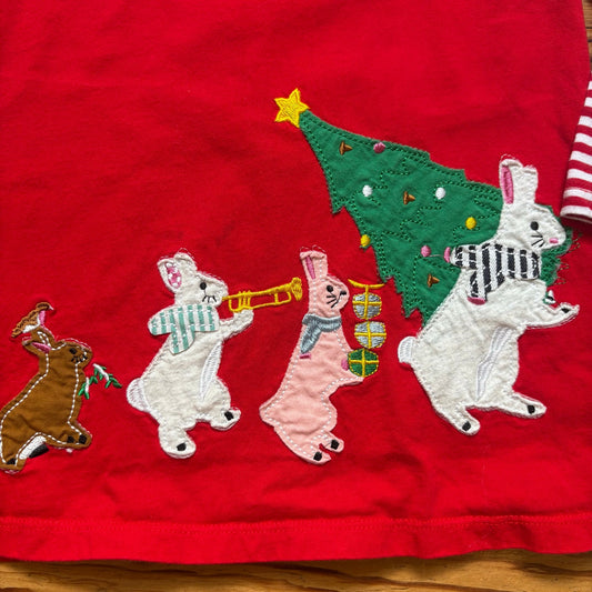 Boden red long sleeve bunny Christmas holiday long sleeve girls dress SIZE 3T