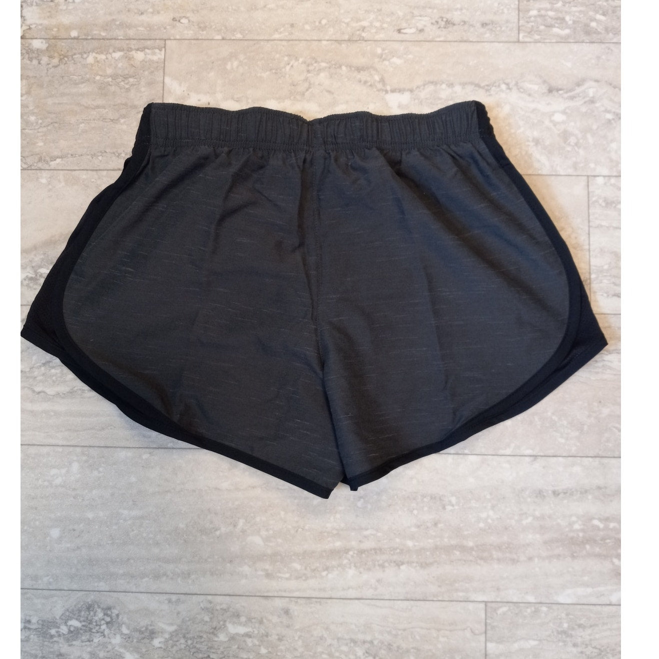 NWT Nike Dri Fit gray black standard fit lined womens running shorts SIZE S