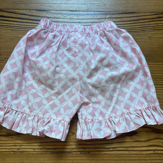 Shrimp & Grits Kids pink geometric ruffle trim girls shorts SIZE 2T