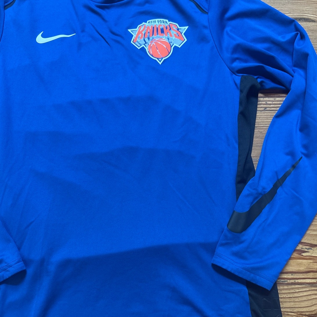 Nike Dri-Fit New York Knicks basketball blue long sleeve shirt SIZE L