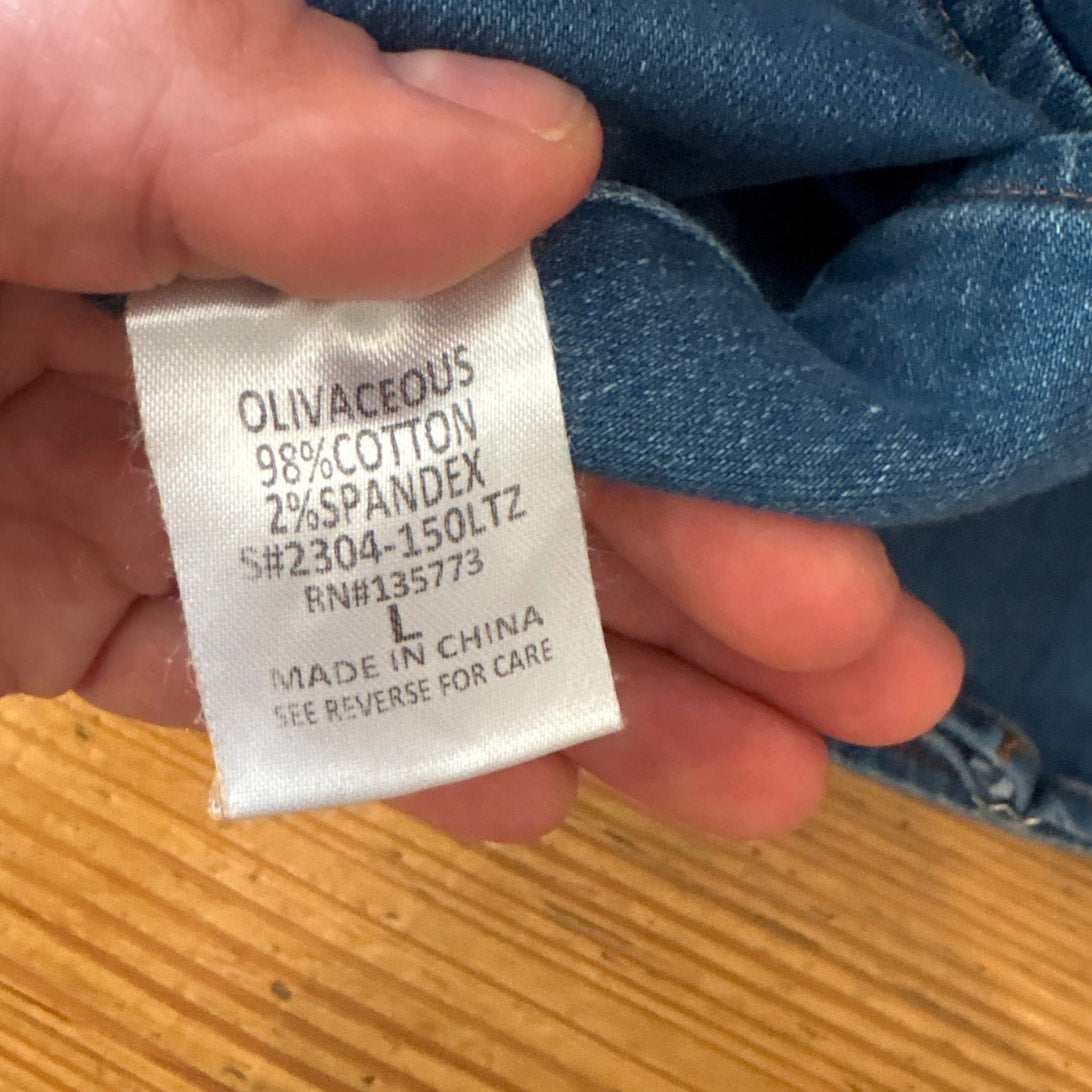 NWT Olivaceous medium wash denim corset top SIZE L