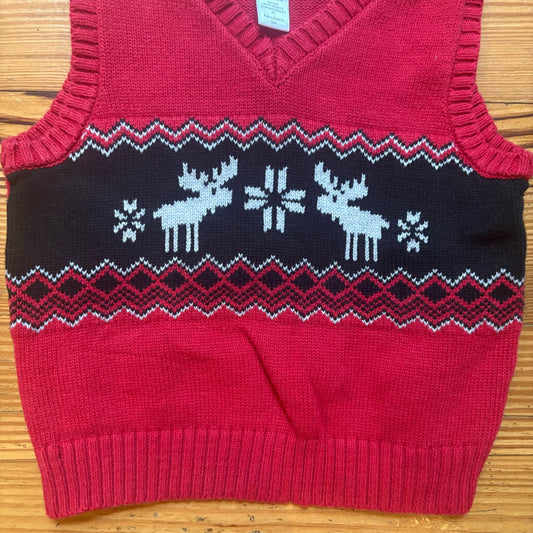George red black reindeer Christmas boys sweater vest SIZE 4T