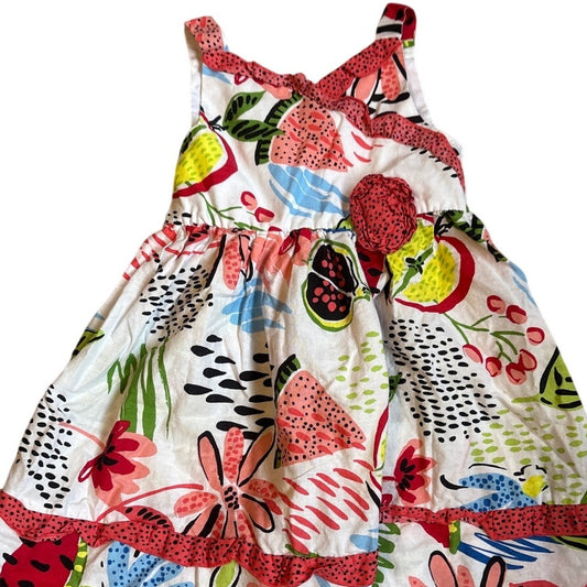 Marmellata Classics white colorful fruit floral ruffle tank dress SIZE 2T