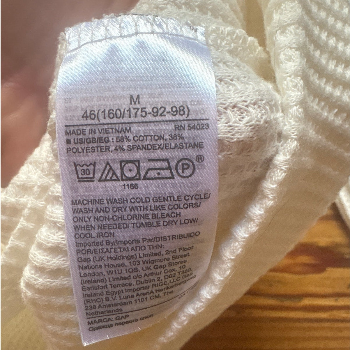 NWT Gap ivory long sleeve cowl neck waffle knit thermal pullover SIZE M