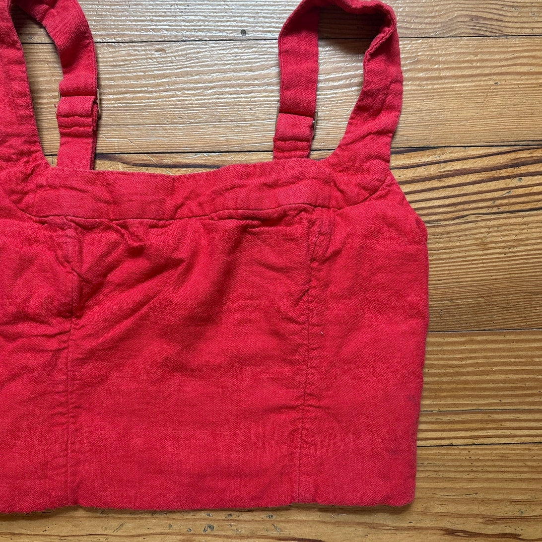 Abercrombie & Fitch red thick strap adjustable cropped linen tank SIZE S