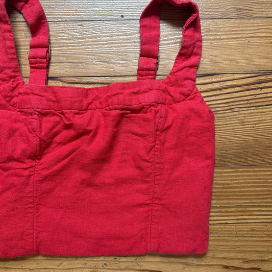 Abercrombie & Fitch red thick strap adjustable cropped linen tank SIZE S