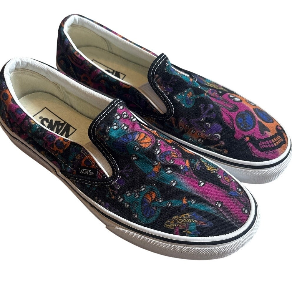 Vans Classic Trippy Drip slip on colorful skull unisex sneakers SIZE M9 W10.5