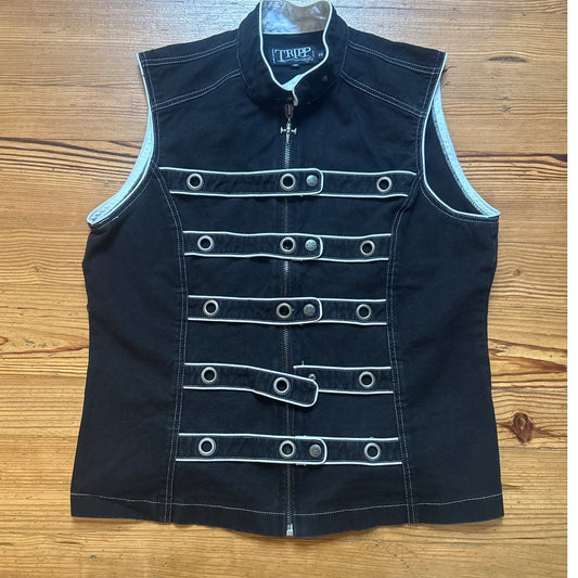 Tripp NYC rare black sleeveless zip straight jacket punk vest SIZE 2X