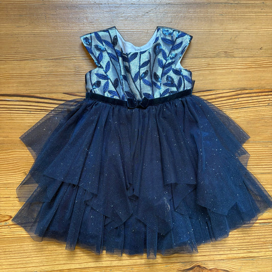 Jona Michelle navy blue silver glitter tutu toddler formal dress SIZE 2T