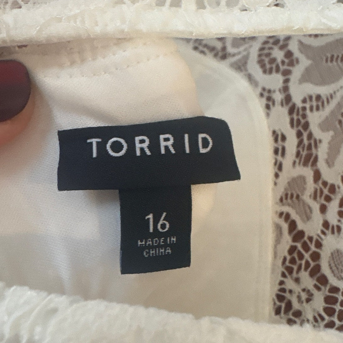 Torrid ivory white lace tea length quarter sleeve wedding dress SIZE 16