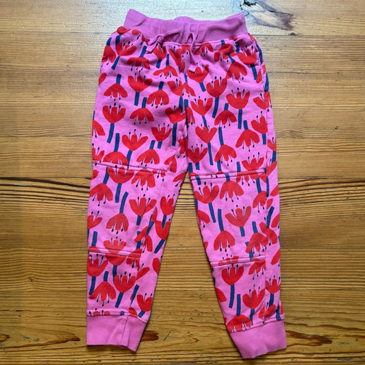 Hanna Andersson pink red tulip floral drawstring girls sweatpants SIZE 6