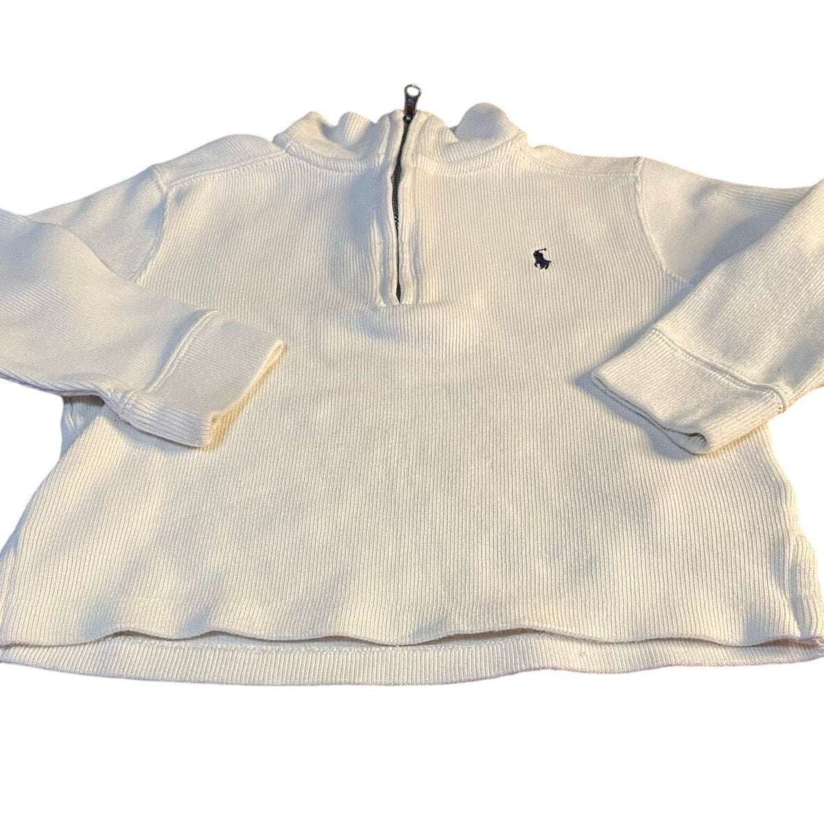 Polo Ralph Lauren white navy pony quarter zip toddler sweater SIZE 3T