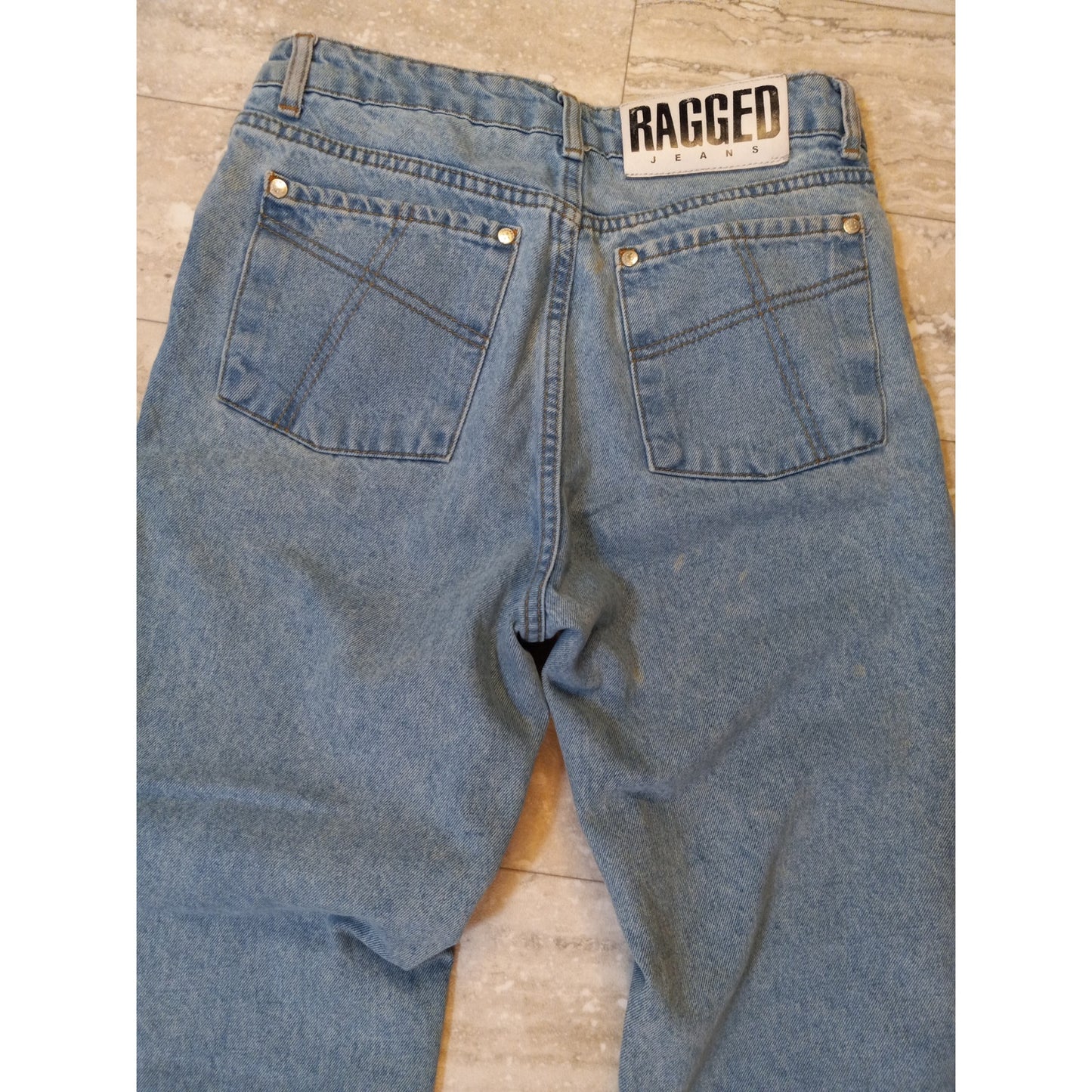Ragged light wash high rise slim straight leg jeans SIZE 26