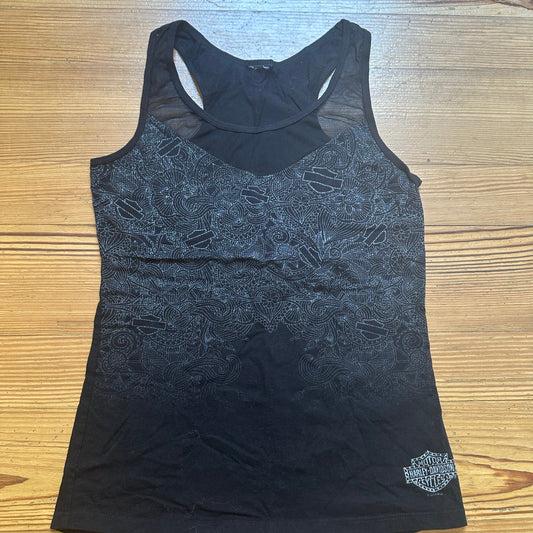 Harley Davidson black gray graphic sheer neckline tank SIZE M