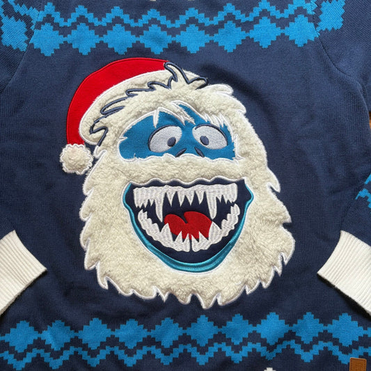 Tipsy Elves Rudolph Abominable Snowman blue white Christmas sweater SIZE L