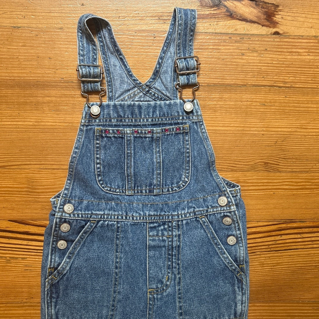 Old Navy 90s medium wash butterfly flare girls overall jeans SIZE 5
