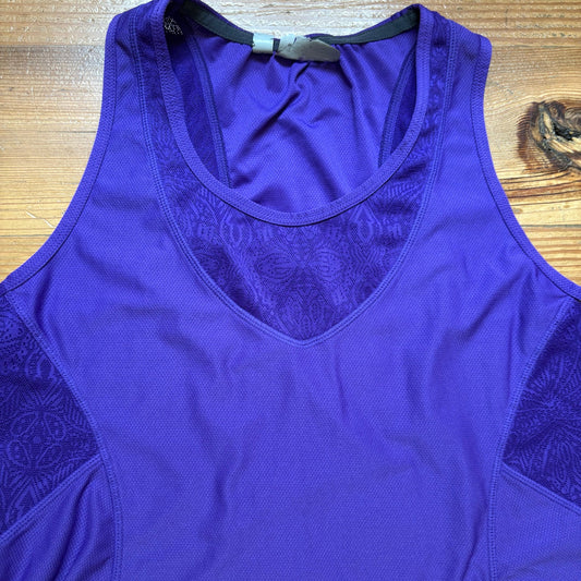 Athleta dark purple lace accents athletic tank top SIZE S