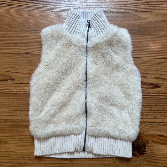 Gap cream mock neck faux fur full zip sweater vest SIZE 6
